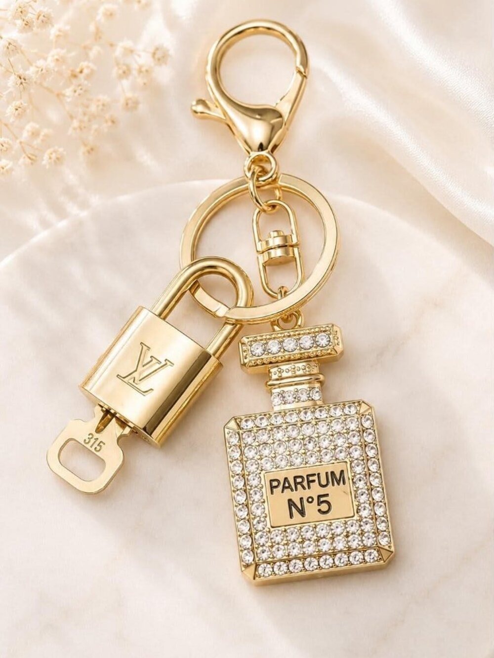 Authentic Louis Vuitton Gold Lock 🔒 Keychain Bag Unbranded N5 Bottle Charm LV